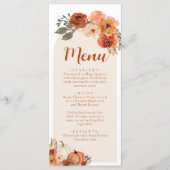 Waterverf Herfst Bloemige Rustieke Pompoen Diner Menu (Voorkant)