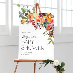 Waterverf Herfst Bloemstuk Baby Shower Welkom Poster