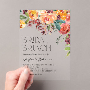 Waterverf Herfst Bloemstuk Bruids Brunch Acryl Uitnodigingen