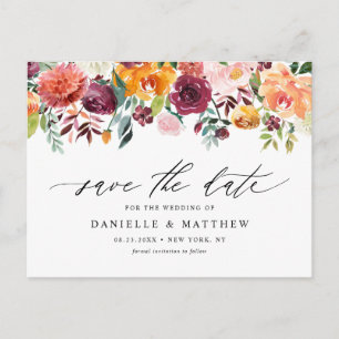 Waterverf herfst blooms Floral sparen de Datum Briefkaart