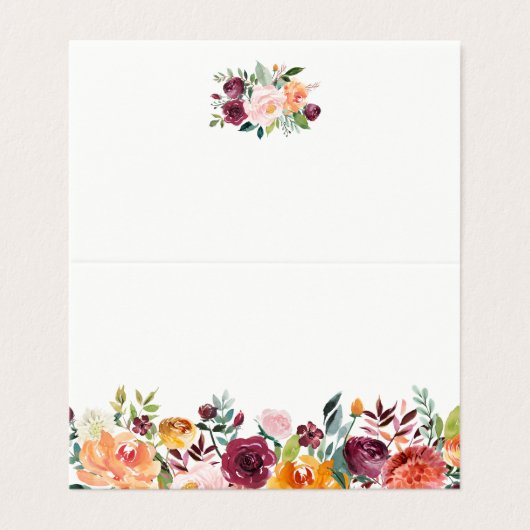 Waterverf herfst blooms Floral Wedding Kaart (Buitenkant ongevouwen)