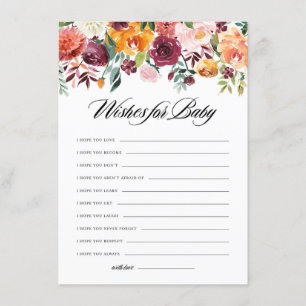 Waterverf herfst Blooms Wishes for Baby Kaart