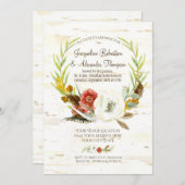 Waterverf Herfst Boho Floral Fether Couples Shower Kaart (Voorkant / Achterkant)