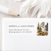 Waterverf herfst bos bruiloft adres etiket (Insitu)