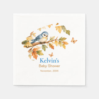 Waterverf Herfst Bosland Vogel & Herfstbladeren Servet