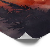 Waterverf herfst bruiloft berglandschap bruiloft poster (Hoek)