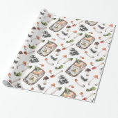 Waterverf herfst champignons, verpakt papier (Uitgerold)