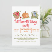 Waterverf Herfst Favoriete Dingen Uitnodiging (Staand voorkant)