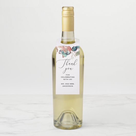 Waterverf herfst floral blueberry bruiloft bedankt flessenhanger (Op fles)