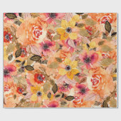 Waterverf herfst Floral Collage Cadeaupapier (Vlak)