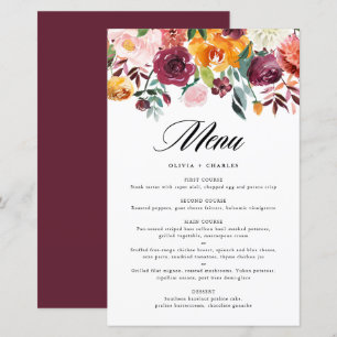 Waterverf herfst Floral Fall Wedding Menu Kaart
