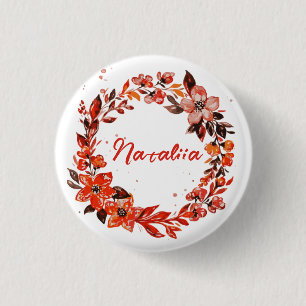 Waterverf herfst Florals Aangepaste naam Ronde Button 3,2 Cm