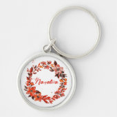 Waterverf herfst Florals Aangepaste naam Sleutelhanger (Voorkant)