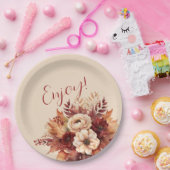 Waterverf Herfst Flowers-Enjoy- Papieren Bordje (Feest)