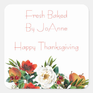 Waterverf Herfst Flowers Vierkante Sticker