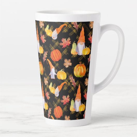 Waterverf Herfst gnomen, pompoenen en bladeren Latte Mok (Rechts)