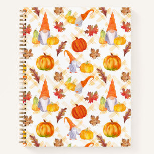 Waterverf Herfst gnomen, pompoenen en bladeren Notitieboek