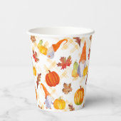 Waterverf Herfst gnomen, pompoenen en bladeren Papieren Bekers (Achterkant)