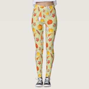 Waterverf Herfst gnomen, pompoenen en bladeren van Leggings