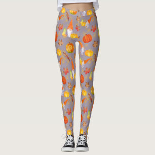 Waterverf Herfst gnomen, pompoenen en bladeren van Leggings
