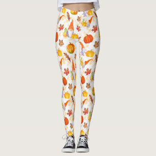 Waterverf Herfst gnomen, pompoenen en bladeren van Leggings