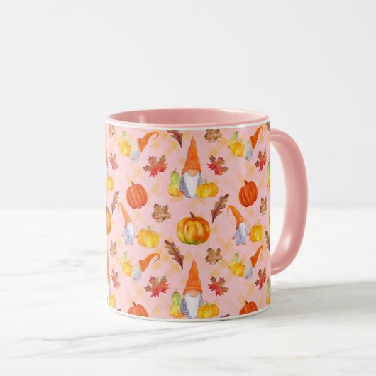 Waterverf Herfst gnomen, pompoenen en lederen comb Mok (Voorkant rechts)