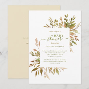 Waterverf Herfst Greenery Baby shower Kaart