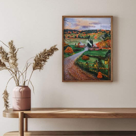 Waterverf Herfst Halloween platteland Poster