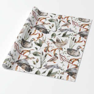 Waterverf Herfst herfst oliage Mallard Duck Geese Cadeaupapier