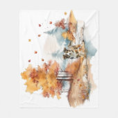 Waterverf Herfst Hondenontwerp - Australian Shephe Fleece Deken (Voorkant)