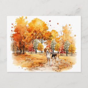 Waterverf Herfst Hondenontwerp - Beagle Briefkaart