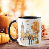 Waterverf Herfst in de stad Mok