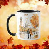 Waterverf Herfst in de stad Mok