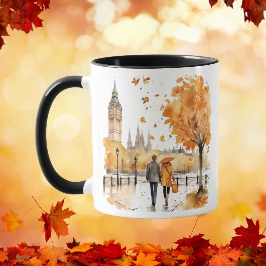 Waterverf Herfst in de stad Mok