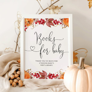 Waterverf herfst kleine pompoenboeken voor baby poster