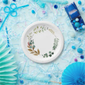 Waterverf herfst laat groen moderne krans papieren bordje (Feest)