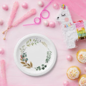 Waterverf herfst laat groen moderne krans papieren bordje (Feest)