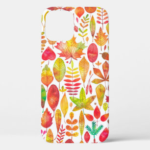 Waterverf herfst laat naadloos patroon zien iPhone 12 hoesje