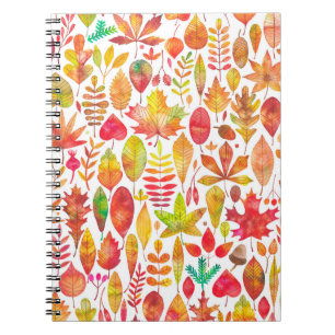 Waterverf herfst laat naadloos patroon zien notitieboek