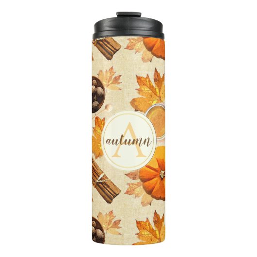 Waterverf herfst Magische  Scents Monogram Thermosbeker (Voorkant)