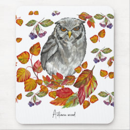Waterverf herfst mooie uil en blad canvas pr muismat