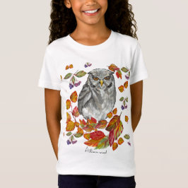 Waterverf herfst mooie uil en bladeren t-shirt