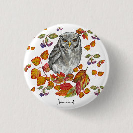 Waterverf herfst mooie uil en verlaat onderzetter ronde button 3,2 cm