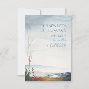 Waterverf Herfst Mountains Moving Announement RSVP Kaartje