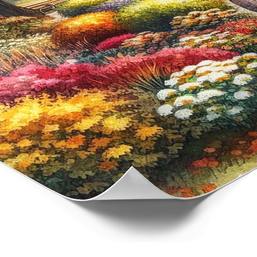 Waterverf Herfst Park Scène Poster (Hoek)