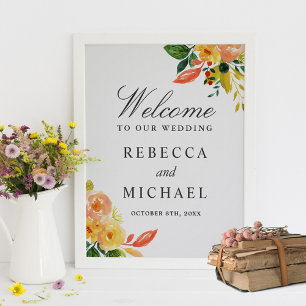 Waterverf herfst Perzische stempel Poster