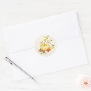 Waterverf herfst pomkin en bladeren ronde sticker