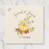 Waterverf herfst pomkin en lederen bruiloft bedankjes labels (Voorkant)