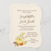 Waterverf herfst pomkin en lederen bruiloft kaart (Voorkant / Achterkant)