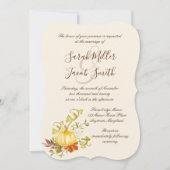 Waterverf herfst pomkin en lederen bruiloft kaart (Voorkant)